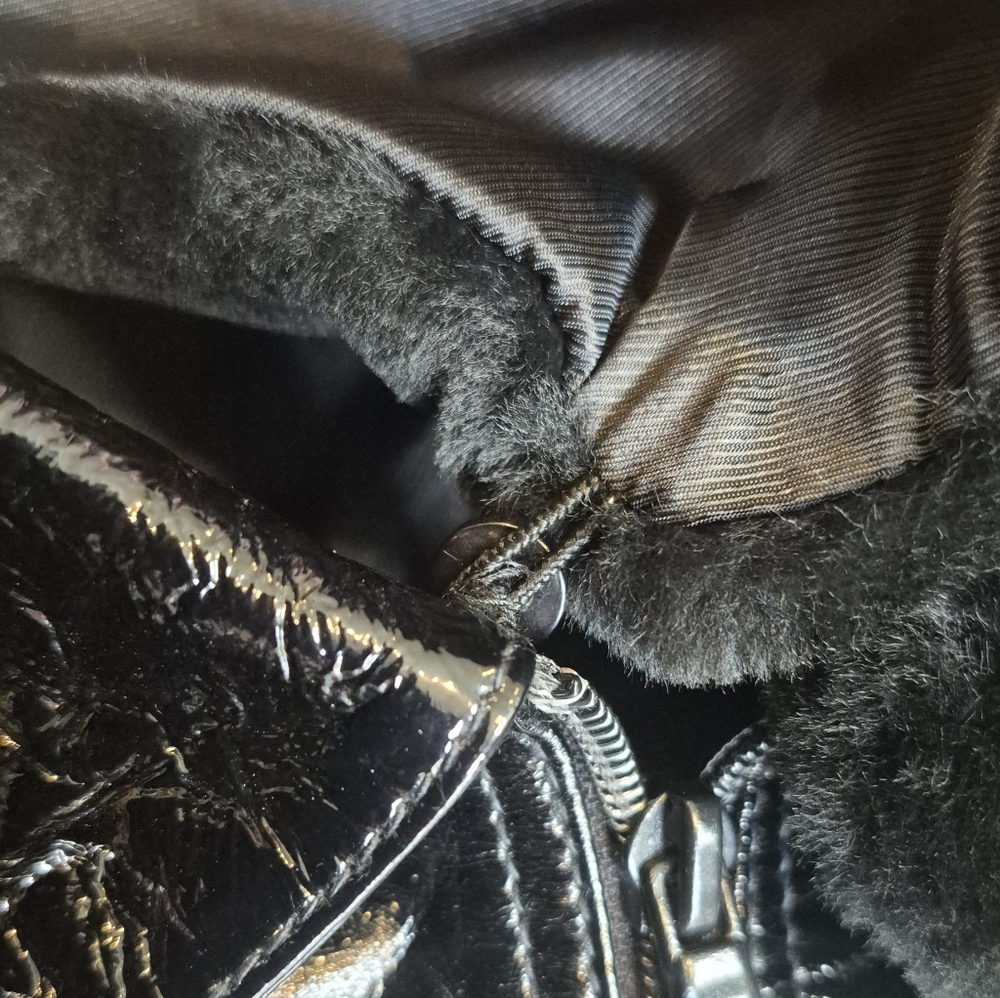 7 For All Mankind Genuine Patent Leather Full-Zip Fur Collar Jacket, S, $695 - Picture 7 of 15